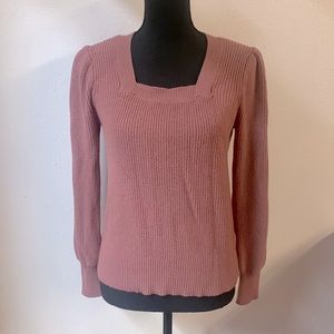 Dusty Rose Square Neck Sweater Size M EUC